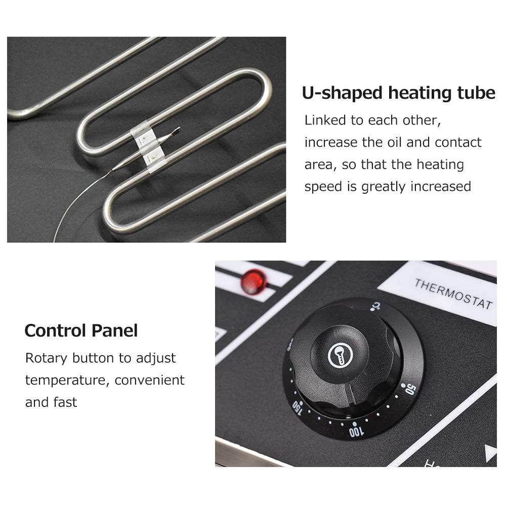 Elektrisk frityrkoker Multifunksjonell Intelligent 6L L Kapasitet 2500W høyeffekts rustfritt stål