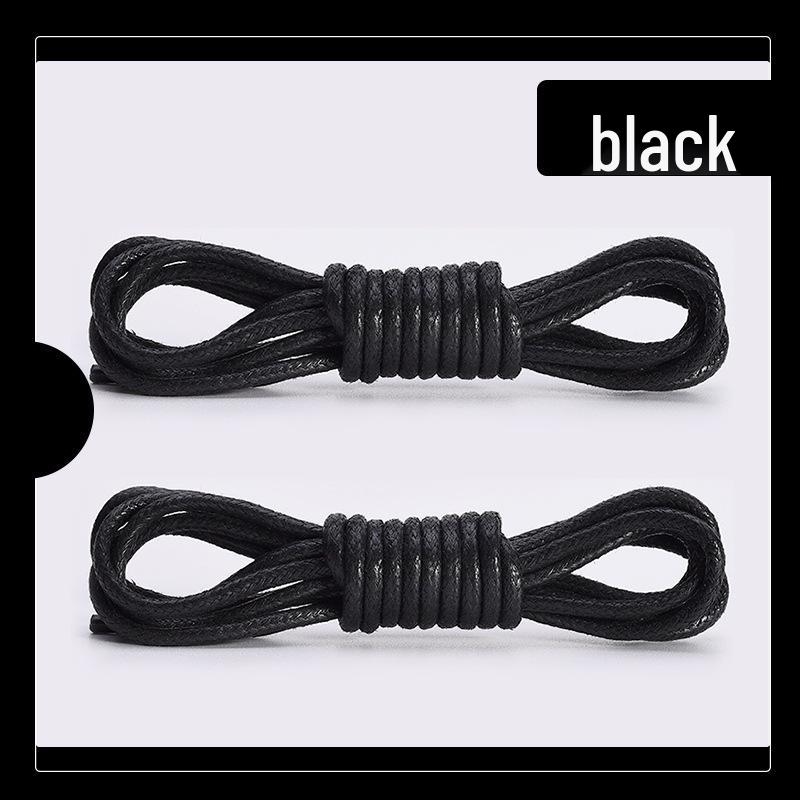 Waxed Shoelaces: Thin 0.25cm Round for Leather Shoes & Martin Boots - Black, White, Brown (One Pair)