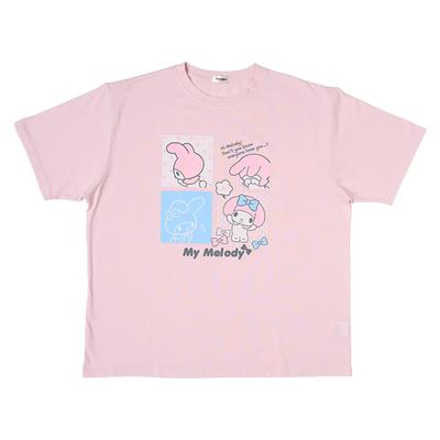 Sanrio My Melody Oversized Polyurethane T-Shirt (607681) - Body 65% Polyester, 35% Cotton; Rib 62% Polyester, 33% Cotton, 5%