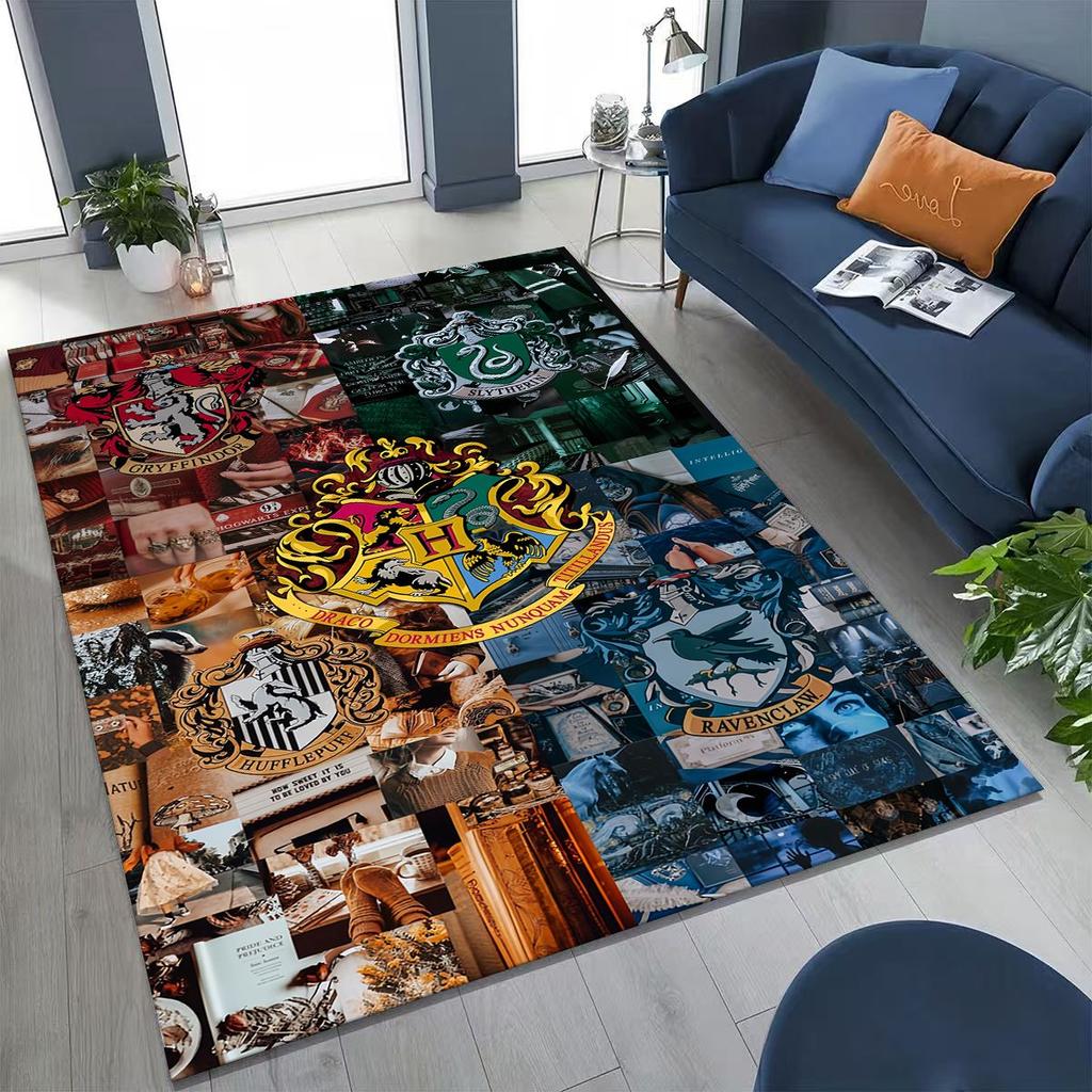3D Cartoon H-Hogwarts Magic Sign Rug for Bedroom Living Room Sofa Home Doormat Decor, Large Kids Play Non-slip Floor Mat