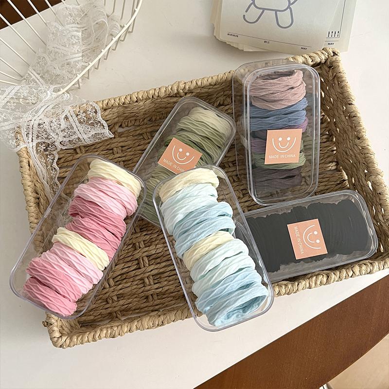 10Pcs High Elasticity Mixed Hair Tape Head Rope Mixed Ponytail Headwear for Children Girl Pink Hair Hoop Hair Rope Seamless