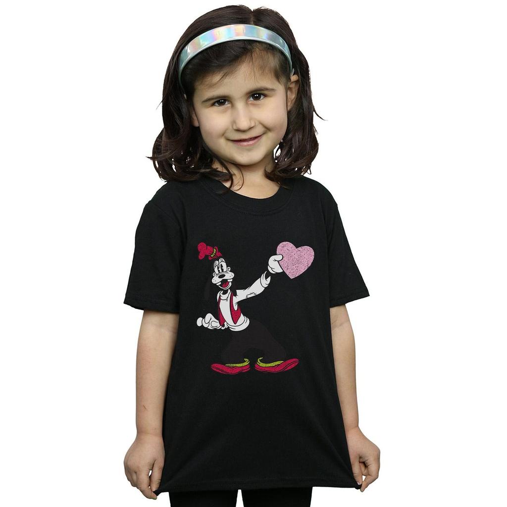 Disney Girls Goofy Love Heart Cotton T-Shirt