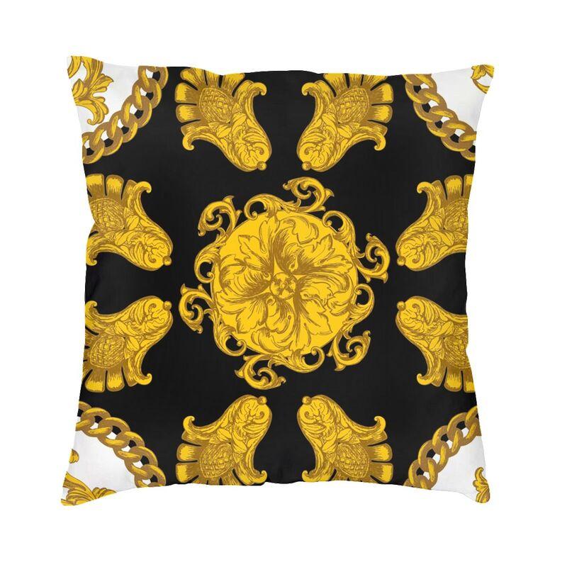 Golden Baroque Elegance Style Square Pillowcover Home Decorative Cushion Cover Throw Pillow for Car Doublesided Printing