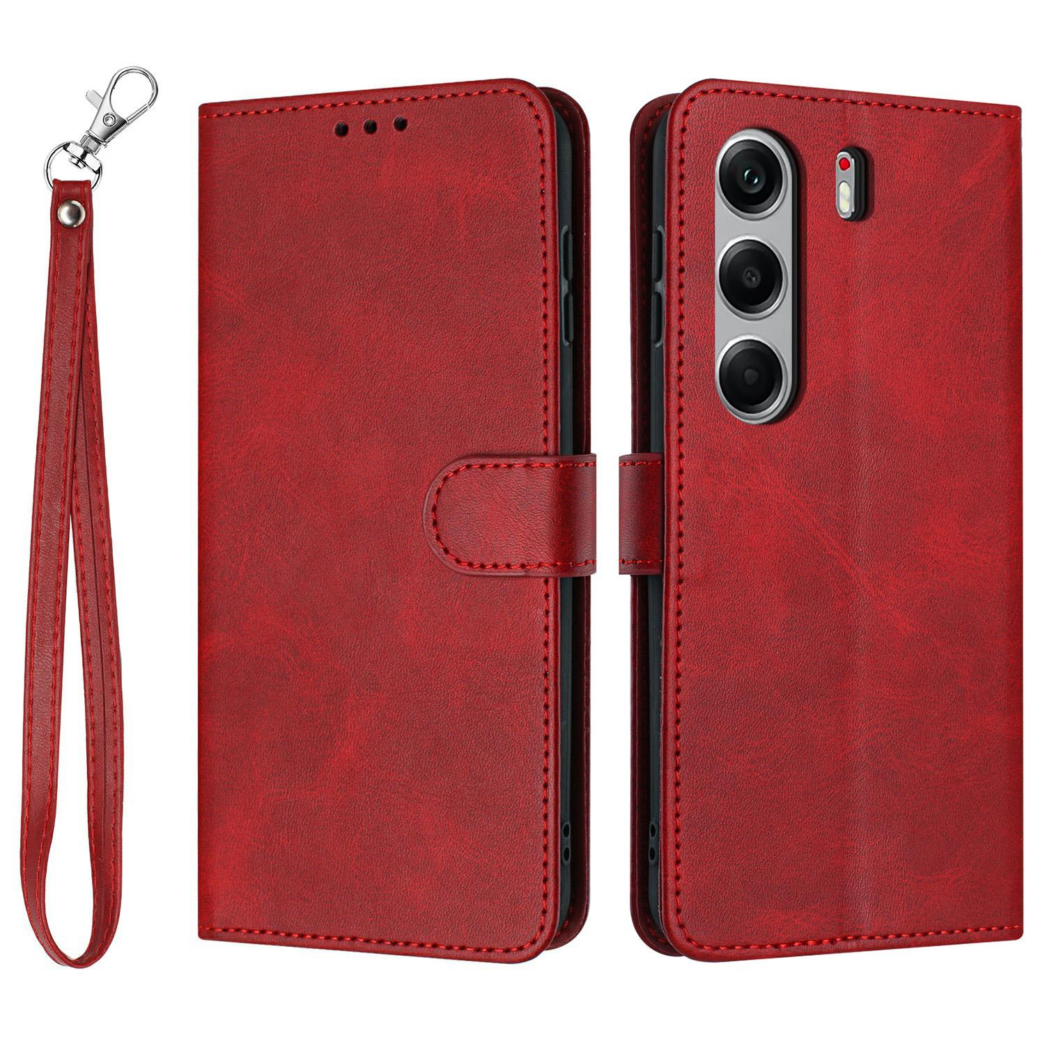 

For TECNO Camon 40 Pro 4G Case Flip Stand PU Leather Wallet Phone Cover Calf Texture Red