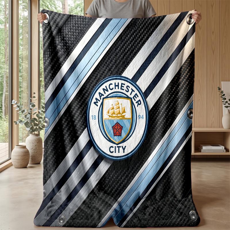Couverture sur le thème de Manchester City Couverture douce en flanelle Couverture jetée pelucheuse Couverture douillette pour canapé et lit pour la décoration de la maison
