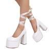 Cross Strap High Heel Single Shoes Super Thick Heel Sexy Waterproof Table Hate Sky High Fashion Shoes