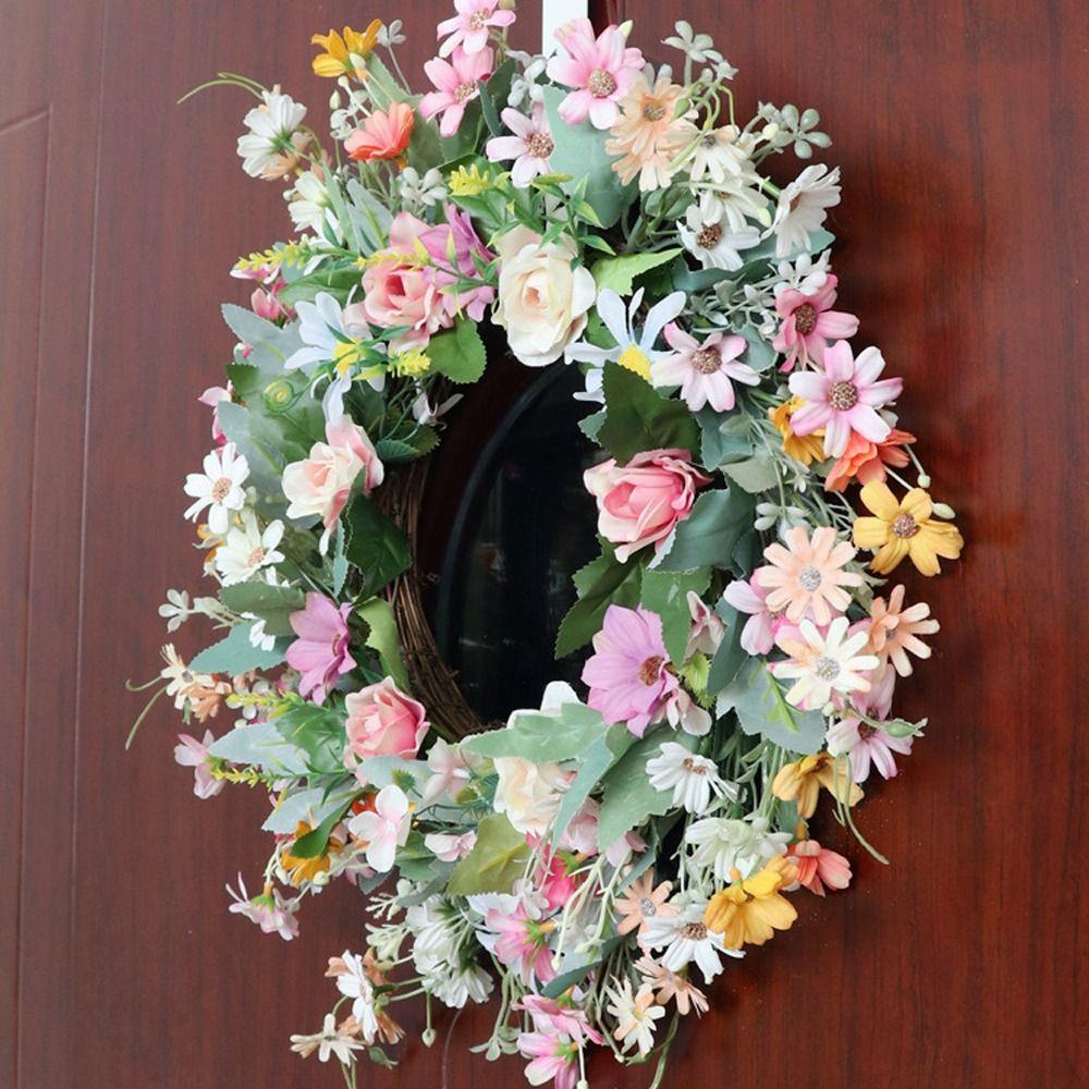 Spring Artificial Daisy Wreath Handmade Flowers Door Hanging Home Door Wall Decor
