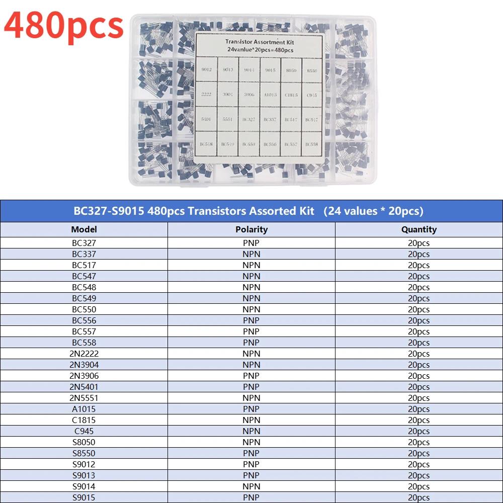 200-900PCS Transistor Assortment Kit TO-92 PNP/NPN BC327 BC337 BC557 S9014 Bipolar Junction Transistor Electronic Components