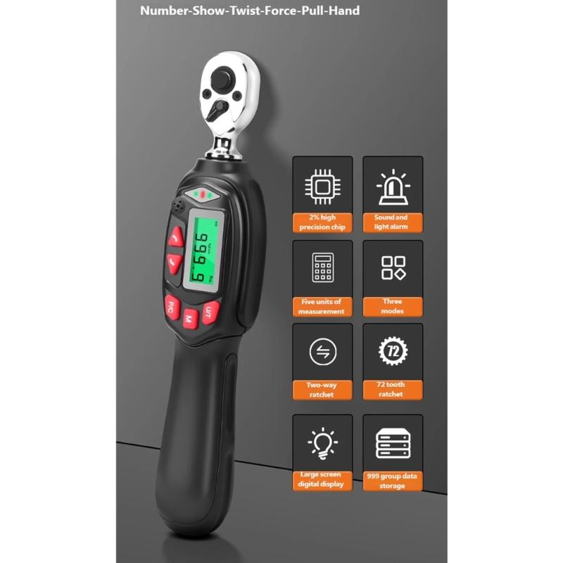 32pcs/set Torque Wrench Kit with Digital Display and Multiple Bit for Motorcycle Maintenance 1/4inch Drive Spanner