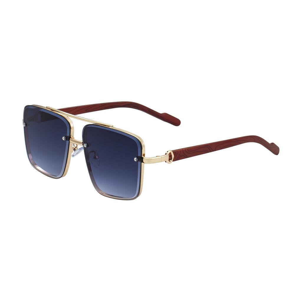 JYL TS Men's Square Cut-Edge - Wood-Grain Temple Trendy Sun Eyewear ZZC-7563