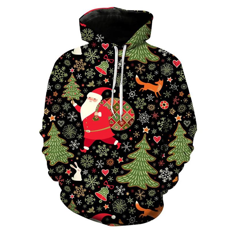 Cartoon Christmas Present Hoodie For Men New In 3D Printed Xmas Pullover Sweatshirts Men's Holiday Pullover Hoody Tops