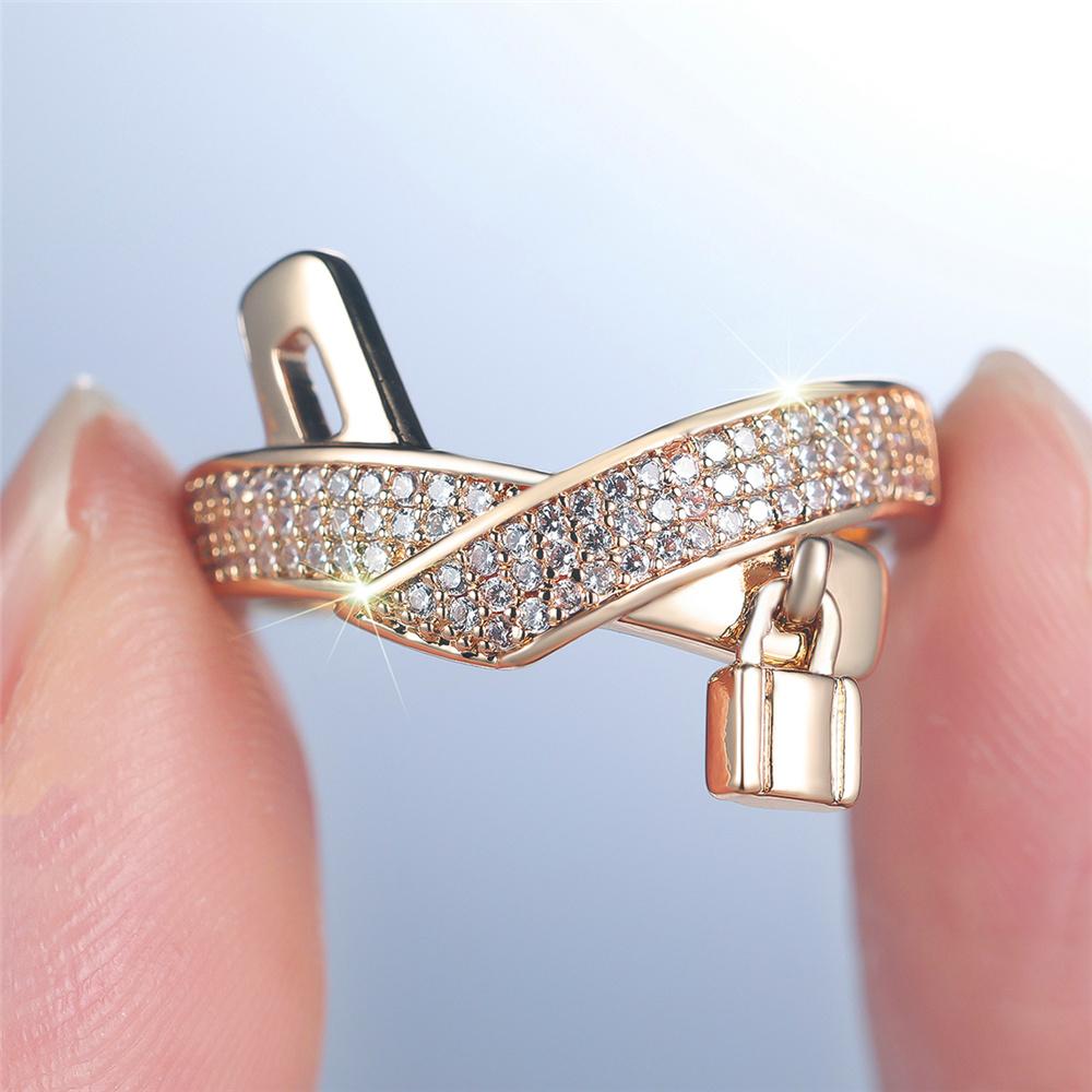 Vintage Gold Color Female Luxury White Zircon Stone Wedding Jewelry Promise Love Engagement Rings For Women