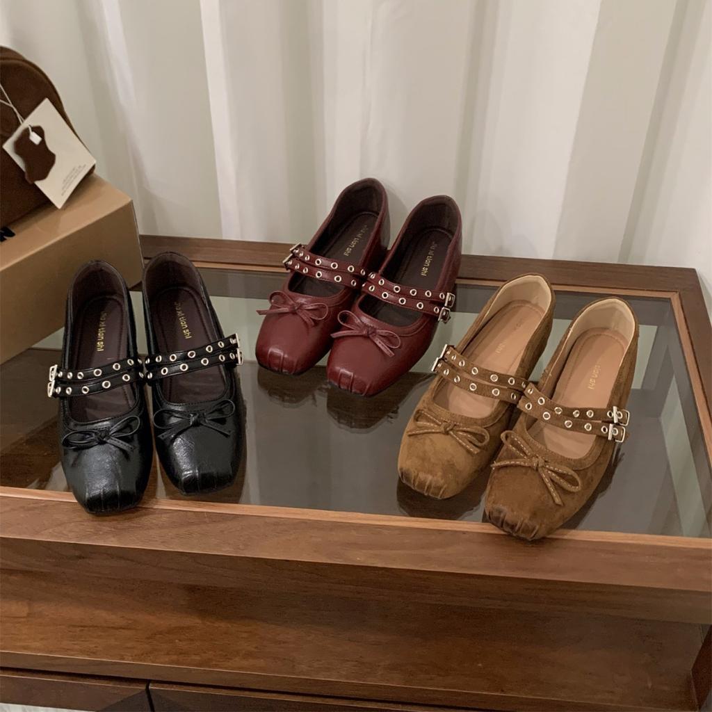 Inner height increase red Mary Jane single shoes women's shoes 2025 spring and autumn season with skirt ballet bow evening shoes