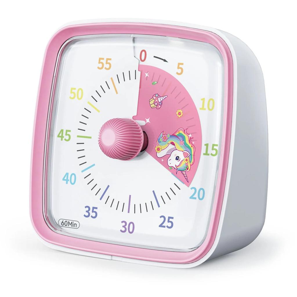 Visual Timer with Night Light, 60-Minute Countdown Timer for Kids and Adults, Silent Classroom Timer for Home, School