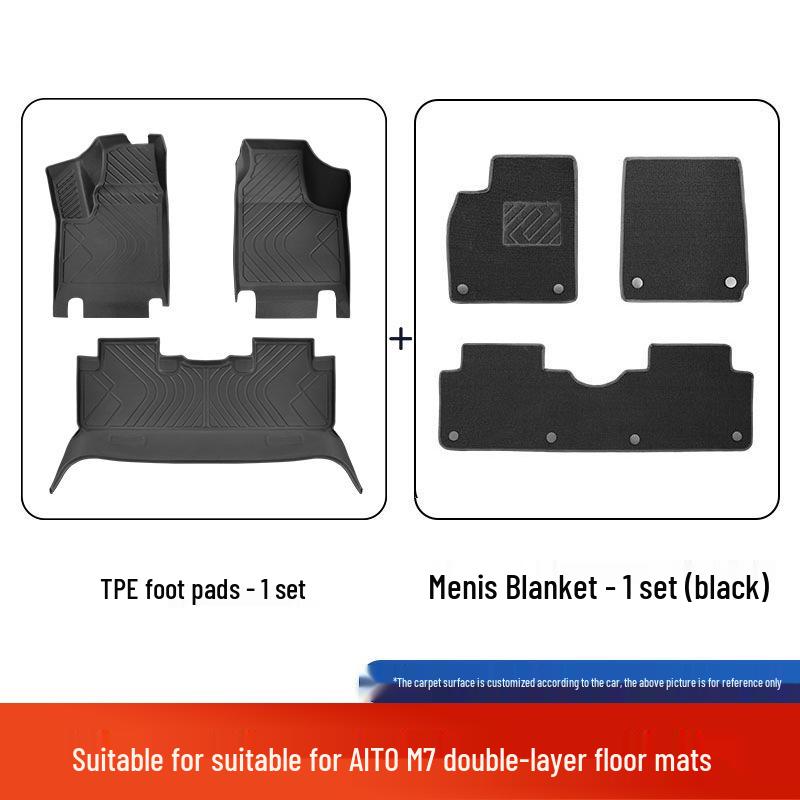 25-Model Double-Layer TPE Floor Mats for AITO M7, Car-Specific Original Color
