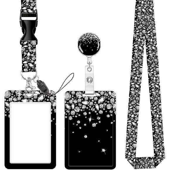 Badge Reels Retractable with Carabiner Reel Clip, ID Name Tag Work Badge Holder Belt Ferrule, Identity ID Badge Holder Cover Case for Office Work