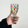 European-Style Hand-Painted Stained Glass Candy Jar Woven Pattern Fruit Bowl Contrast Vase Painted Juice Cup Whiskey Glass