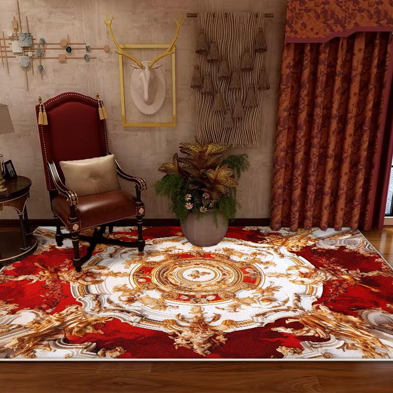 Persian Retro Large Living Room Carpet Decoration Home Ethnic Style American Bedroom Rug Cloakroom Lounge Soft Mat Washable