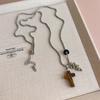 Multi-layered Pendant Necklace Tiger Eye Stone Bohemian Sweater Chain Punk Choker  Party