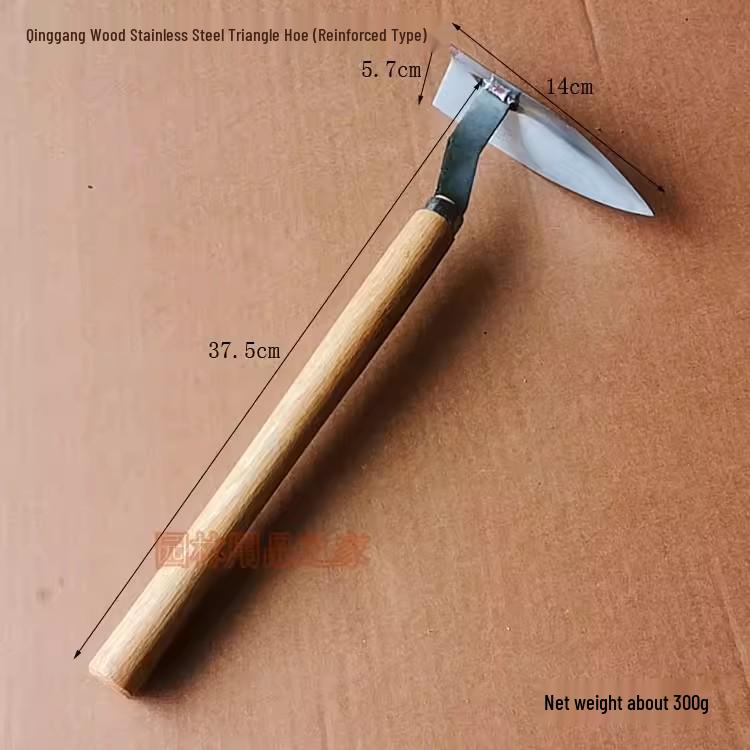 Reinforced Stainless Steel Triangle Pointed Hoe for Gardening and Trenching.