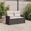 VidaXL Canapé de Jardin avec Coussins 2 Places, Siège avec Accoudoirs, Transat avec Dossier, Meuble de Terrasse Patio, Noir 366020