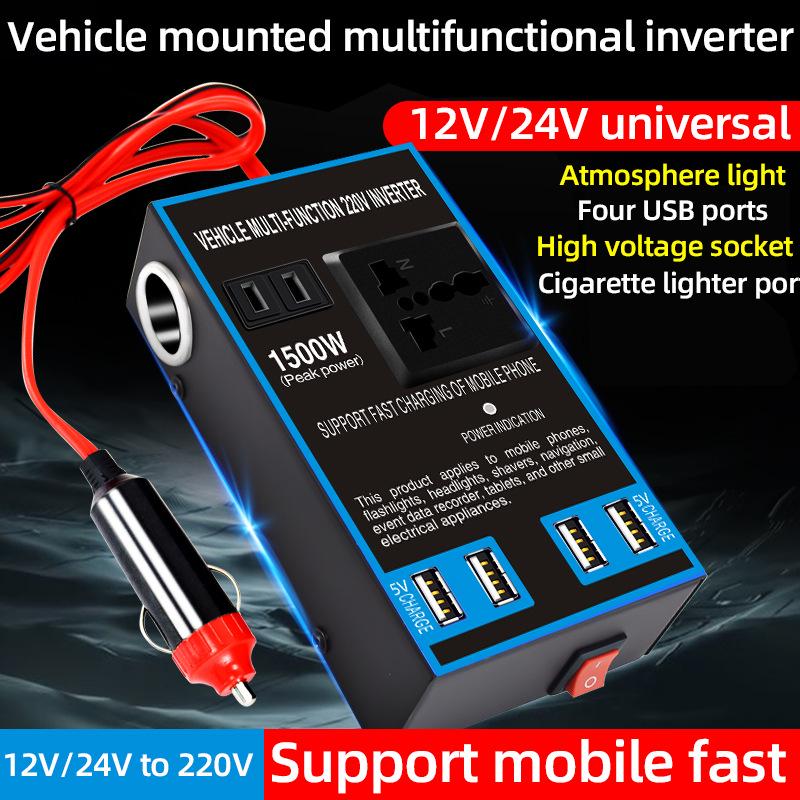 High-Power Car Inverter: 12V/24V To 220V Truck Charger Transformer