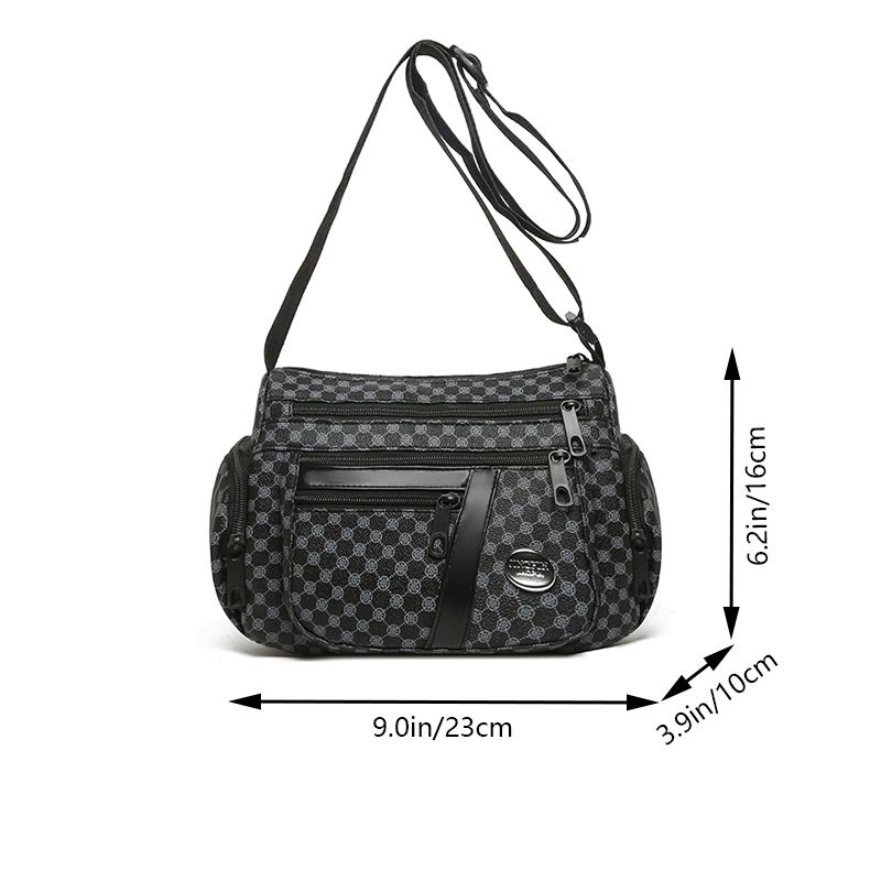 Everyday Versatile Rhombus Pattern Crossbody Bag Trendy Two Option, Multi Compartment Layout for Weekend Short Trips
