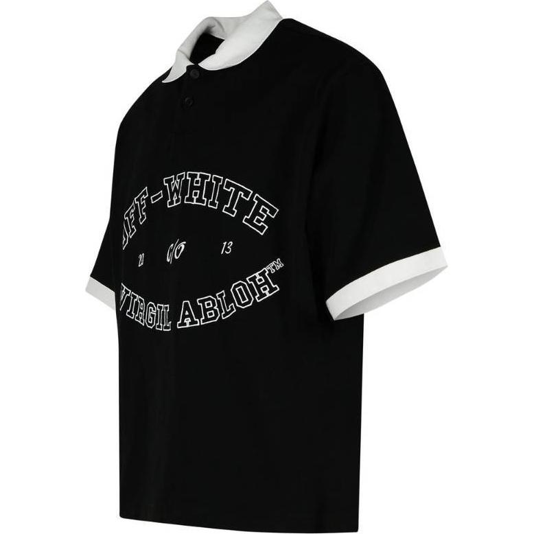Off-White College Short-Sleeve Polo Black/White Men Tops OMGB017F24JER0031001