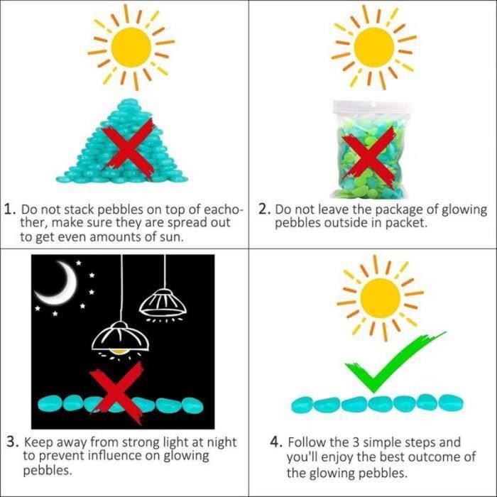 KL04626-Leuchtstein Außenbereich, 100 Stück Künstliche Leuchtende Kieselsteine Dekoration für Garten Weg Schwimmbad Beleuchtung von