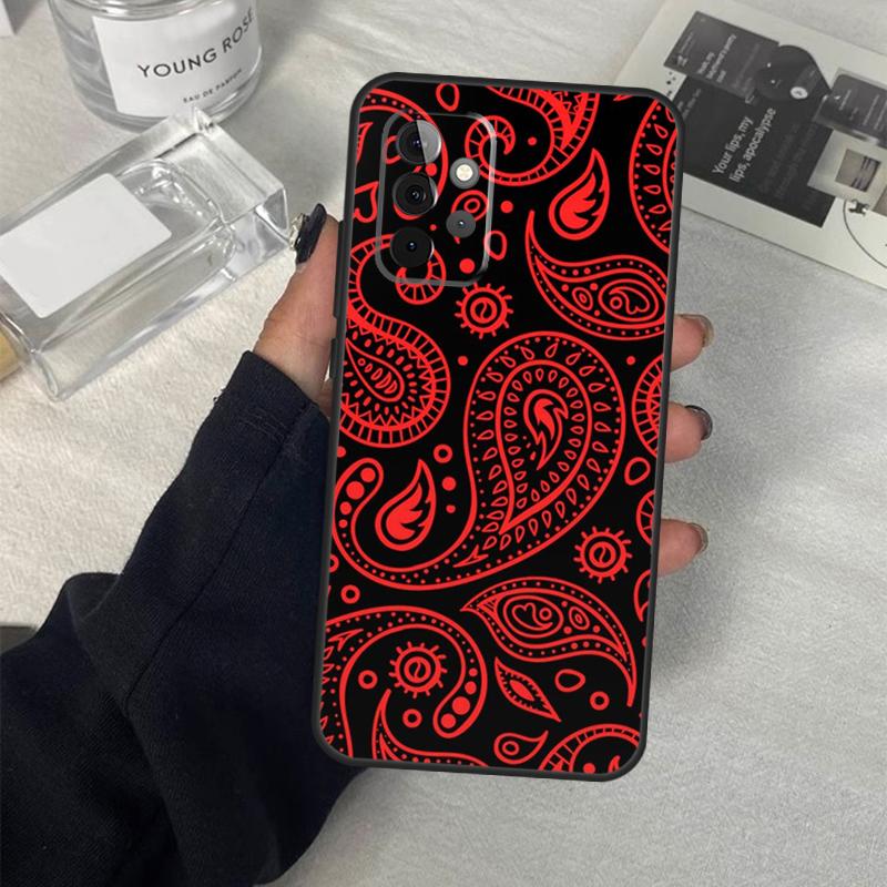 Étui Bandana Paisley Noir Pour Samsung Galaxy A13 A23 A33 A53 A17 A06 A16 A56 A36 A54 A34 A14 A52 A32 A15 A35 A55