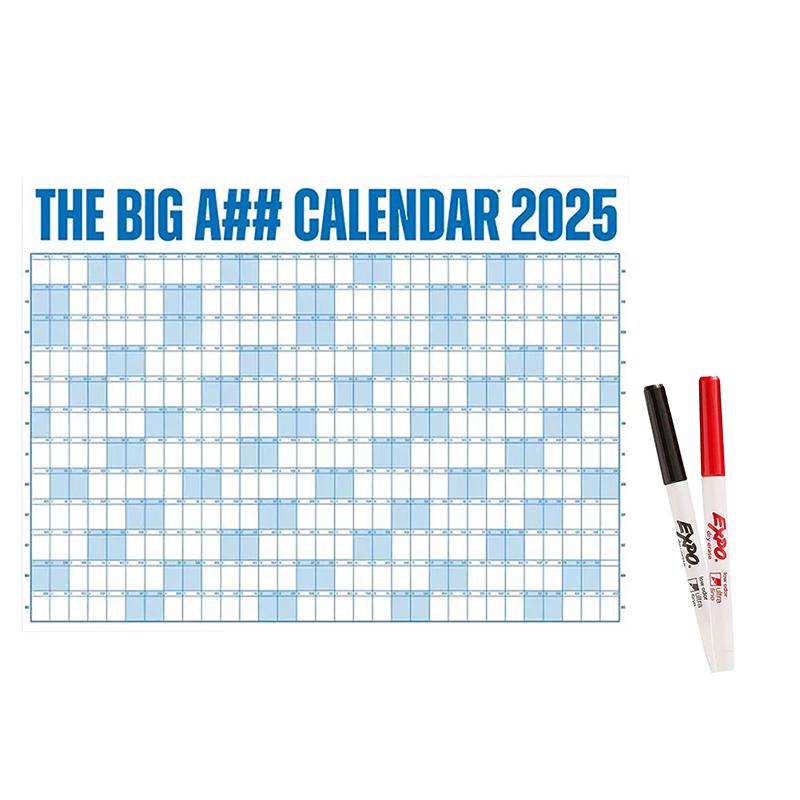 The Big A Calendar2025 Full-Year Wall Calendar With 2Pcs Dry Erase Pen And 100Pcs Sticky Notes For Office And Home Wall Calendar