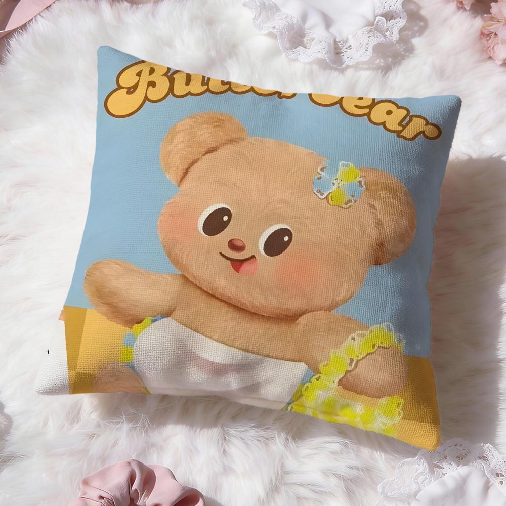 Anime B-Butter BearS Cushion Cover Premium Comfort Reversible Pillow Cove -Two In One Design for Any Room & Car Interior