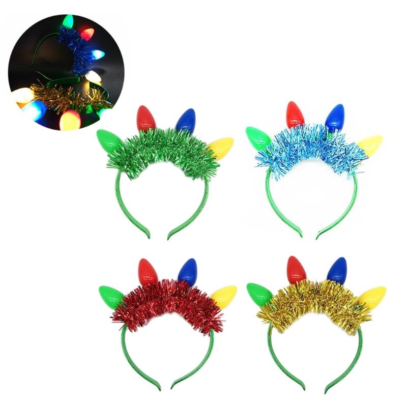Weihnachts-LED-Glühbirnen-Stirnband Leuchtet im Dunkeln Partyzubehör Leuchtende Kopfbedeckung Haarschmuck für Frauen Mädchen