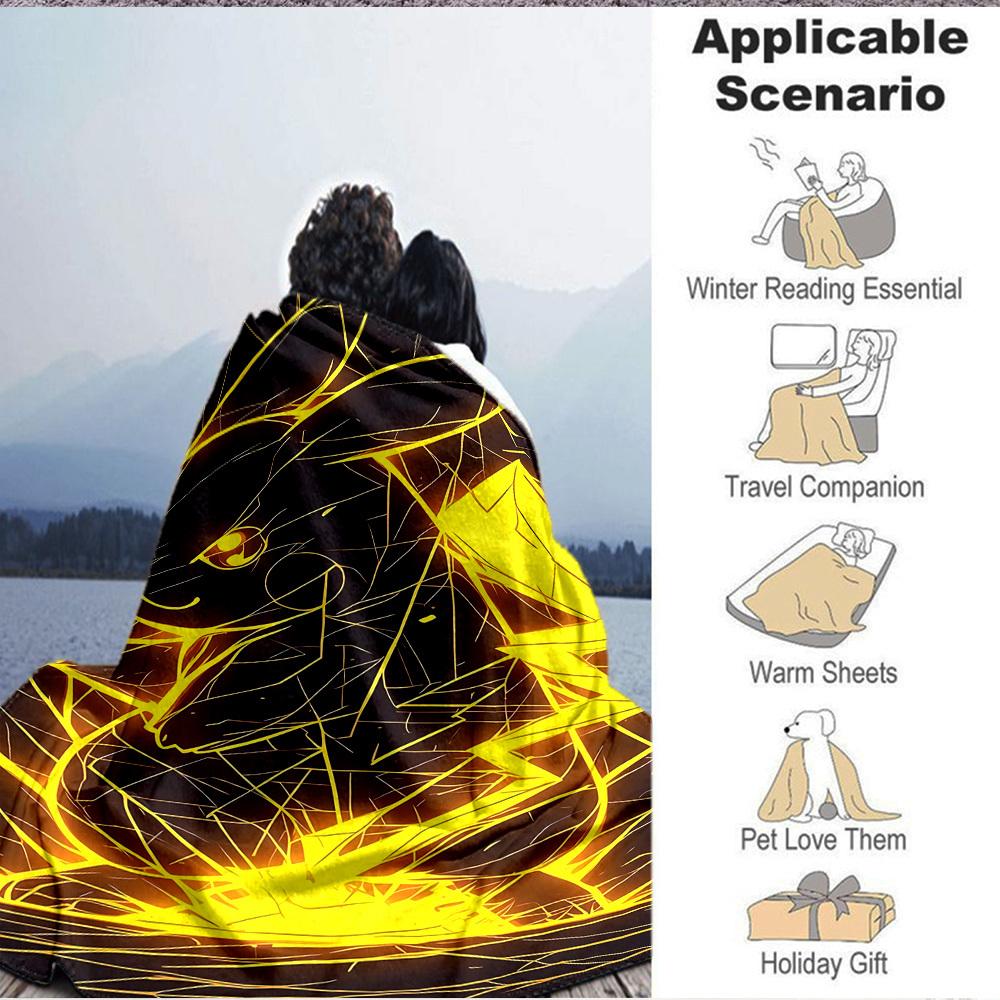 1pc Electric Flannel Throw Blanket HD Printed Lightweight Soft Warm All Season Blanket for Sofa, Bed, Travel, Camping Machine Washable