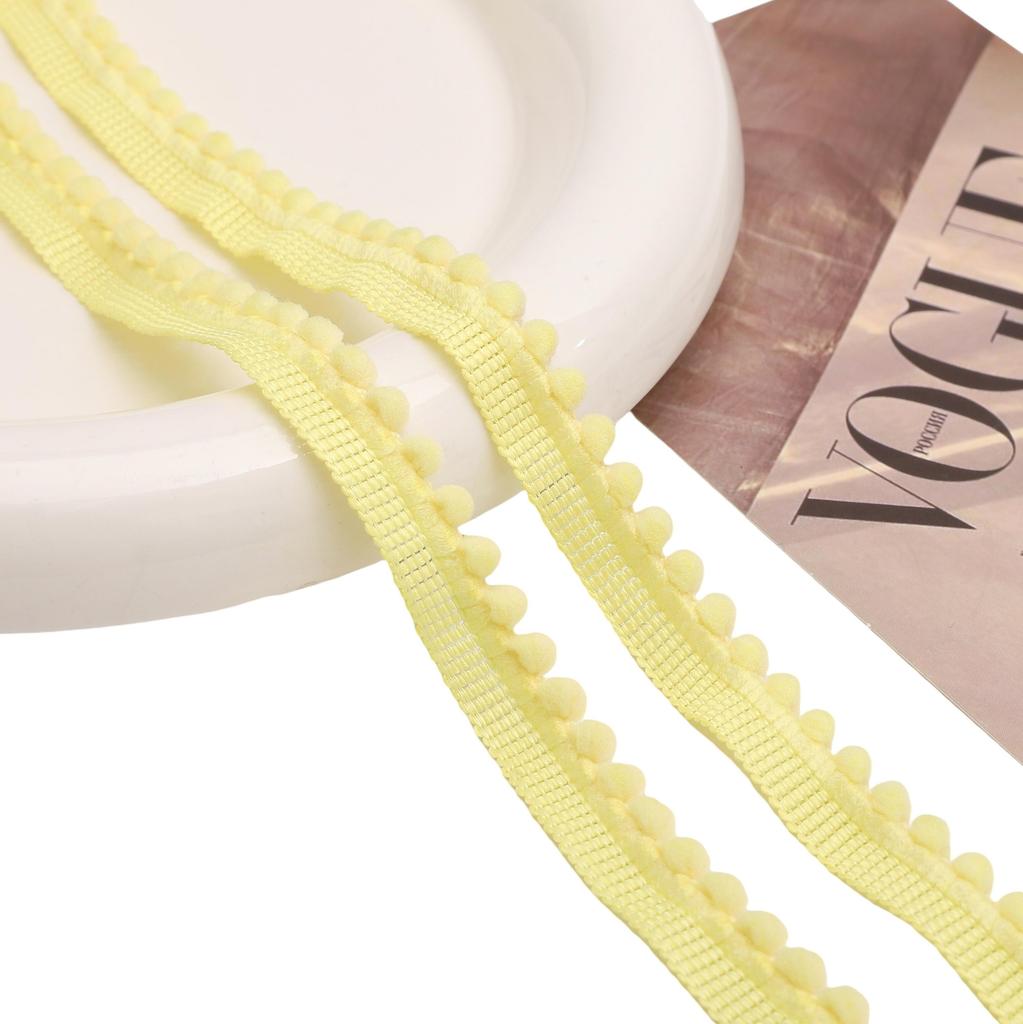 [5m] Kleine Fellbommelspitze 1cm Einfarbig Nicht-dehnbar Polyesterspitze DIY Rock Rucksack/Haaraccessoires Spitze