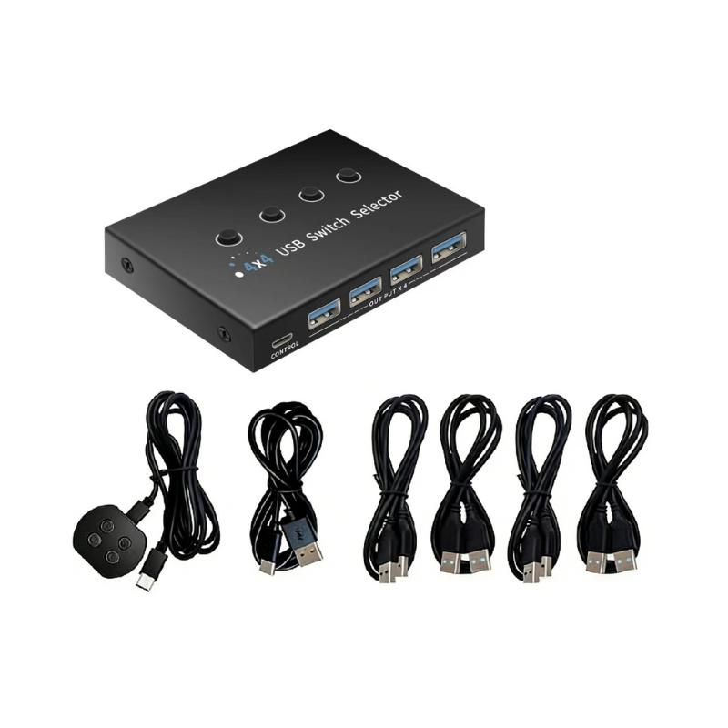 

4 In 4 Out USB3.0 Peripheraled Switcher Allows Multiple Computers To Share Printers And Other USB Devices 1