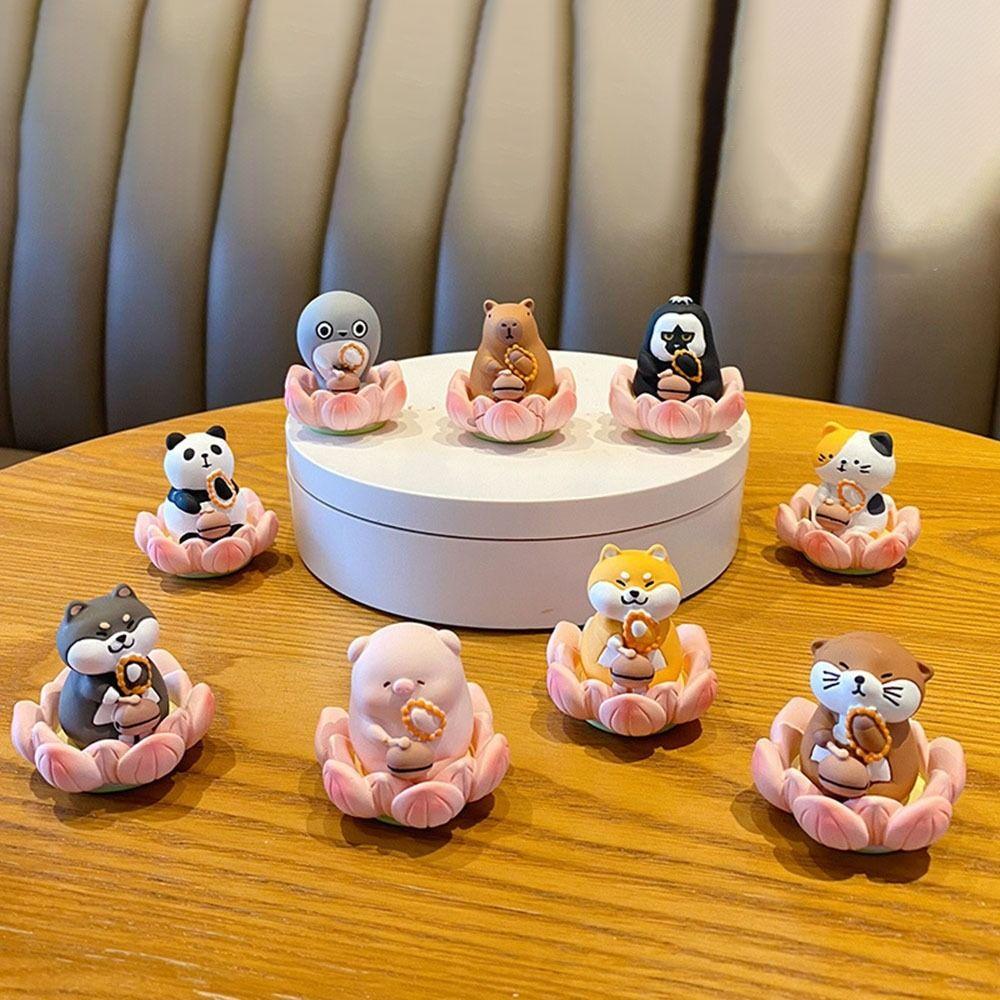 

Cartoon Lotus Pig Car Ornaments Buddha Style Capybara Model Figure for Home style F