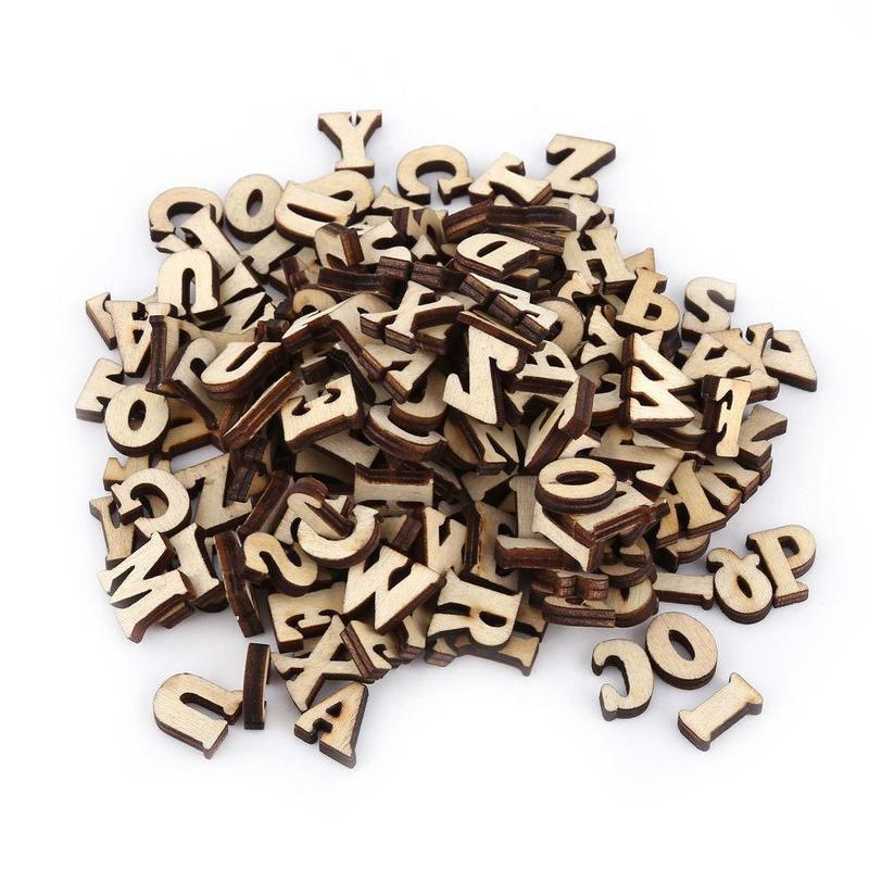 100 Pcs Wooden Alphabet Embellishment Wood Letters Scrapbooking Hobby