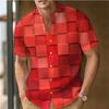 Men S Summer Short Sleeve Shirt 3d Print Striped Color Block Casual