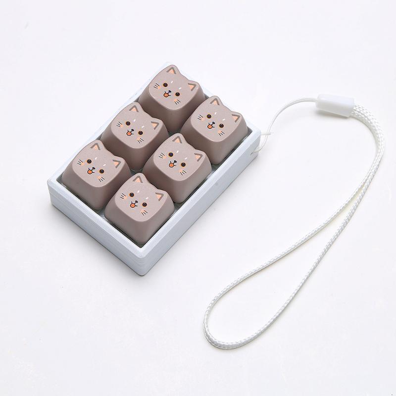 Pendentif Anti-Stress à 4/6 Touches Touche de Clavier Chat Porte-Clés Fidget Bouton pour le Doigt Passe-Temps Porte-Clés Apaisant Clés