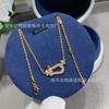 Collana Fibbia a Ferro di Cavallo Edizione Premium Catena Intrecciata Semi-Diamantata Fibbia a U Spessa Catena Clavicolare Completamente Diamantata Placcata Oro 18k Regalo Moda