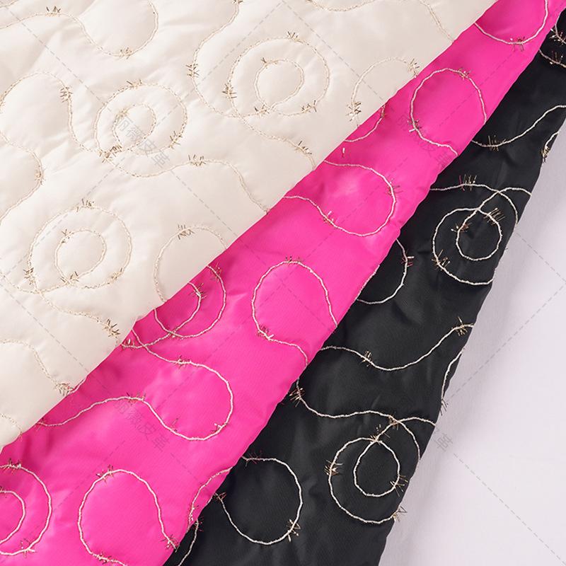 1M Polyester Quilted Embroidered Sequined Embroidered Fabric Quilting Cotton-padded Fabric for Down Jacket Bags Chirstmas Decor