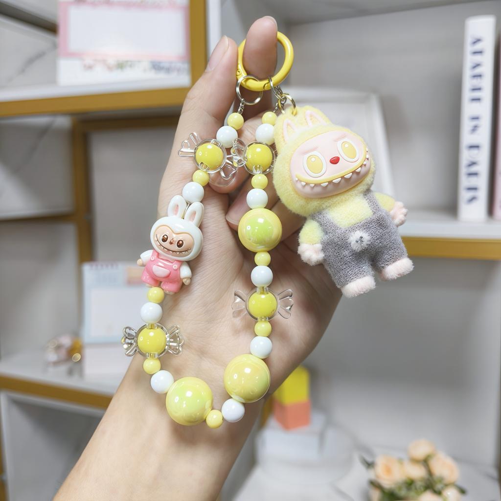 Cartoon Soft Rubber Flocked Rag Keychain Bag Pendant Blind Box Trendy Cool Rag Mobile Phone Chain Couple Small Gift
