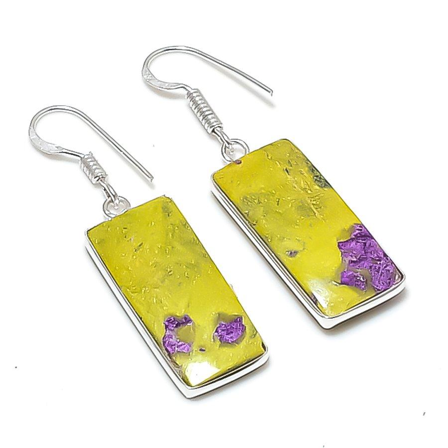 Natural Stichtite Stone Gemstone 925 Sterling Silver Jewelry Earring 1.77" AEE-11133
