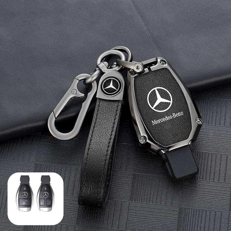 D4Leather Car Key Case Cover Shell Fob For Mercedes Benz A B C E R Class GLS GLA GLK GLC CLS CLA AMG W204 W205 W212 W463 W176 PWJN1