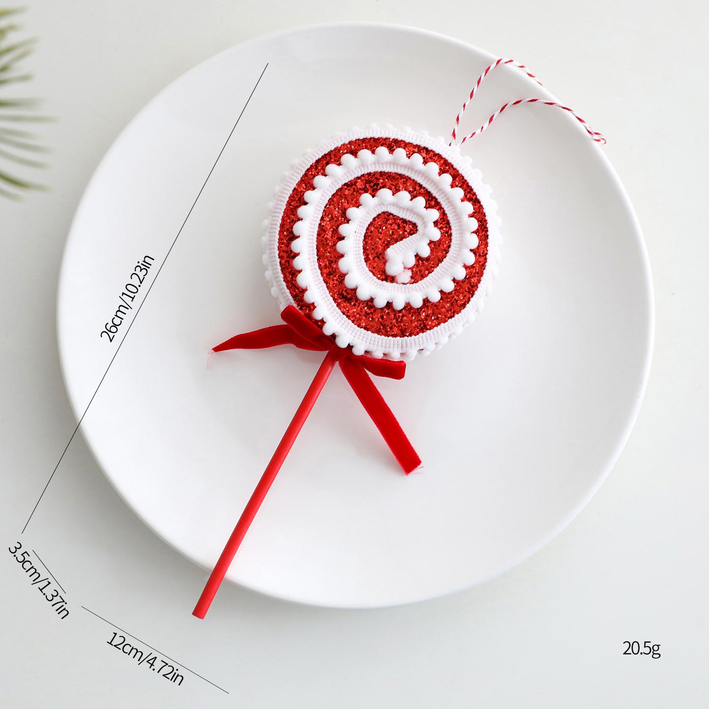 Red and White Lollipop Candy Cane Christmas Tree Ornaments – Plush Holiday Decorations & Photo Props