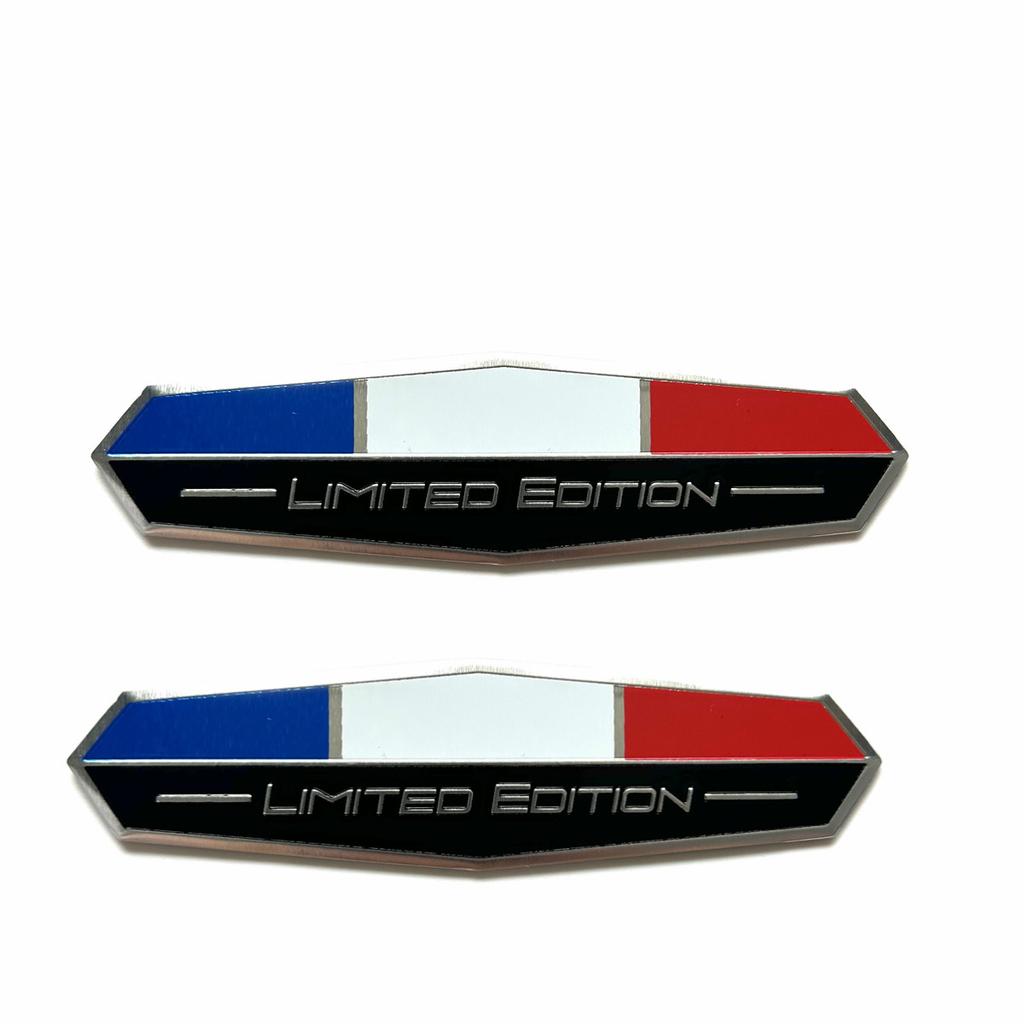 Limitierte Edition Französische Nationalflagge Aluminium Klebeemblem Heckklappenabzeichen Kotflügelaufkleber Karosserieaufkleber Autoemblem