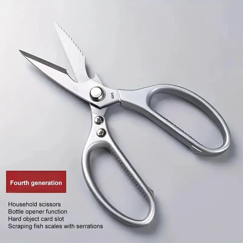 Multi-Function Kitchen Scissors Heavy Duty Sharp Stainless Steel Sliver Apartment Kitchen Accessories Cooking Shears for Chicken Meat Fish Poultry