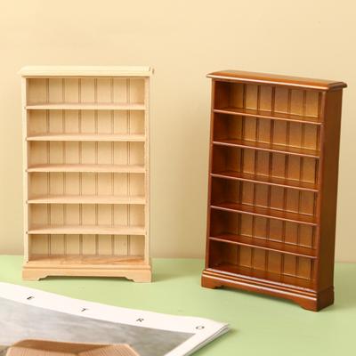 Dollhouse Mini Bookcase Shelf 1/12 Scale White Modern Living Room Furniture for Dolls House Library Office Decor Miniature Wood Display Stand