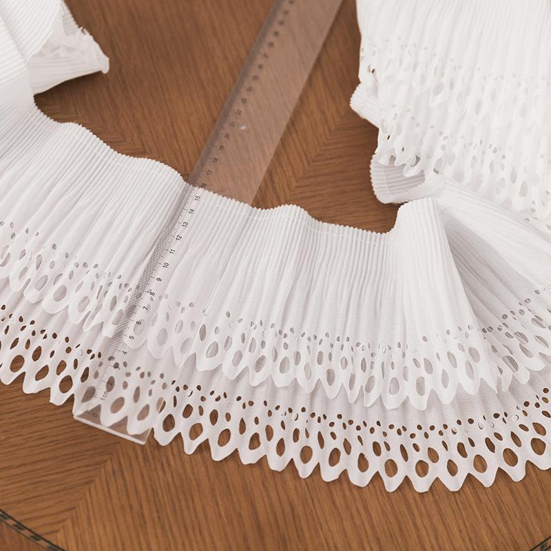 Double Layer Elastic Pleated Lace Ribbon Hollow Out Design Perfect for Clothing Decor Diy Crafts Needlework and Sewing Projects